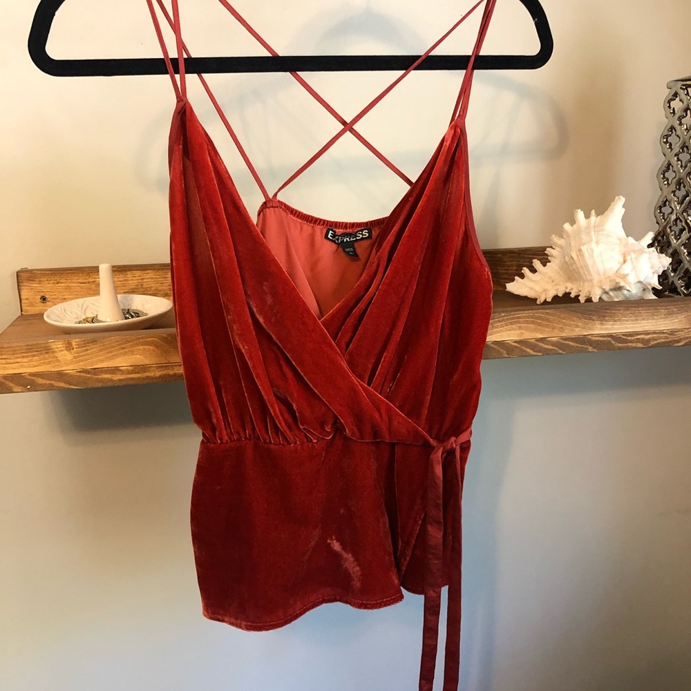 Orange velvet tank top